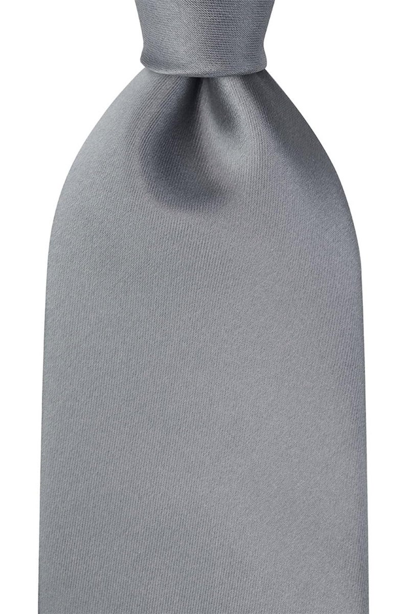 KissTies Mens Silk Gray Tie Solid Satin Wedding Necktie + Gift Box - Image 2